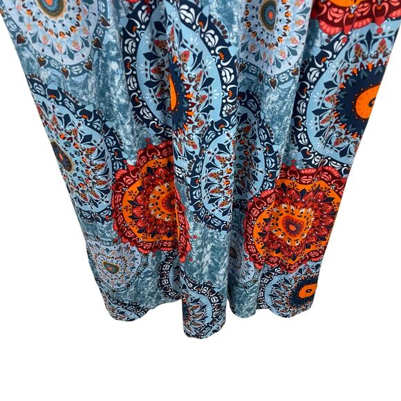 DB Moon Blue Orange Medallion Print Plus Size Midi Dress Womens 2XL - Picture 5 of 5